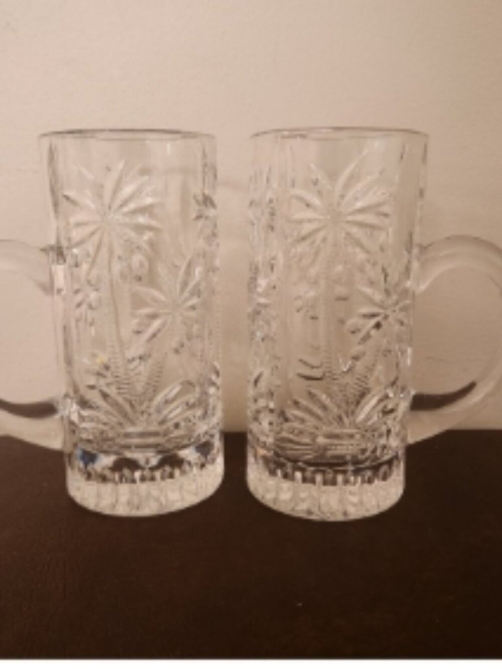 (2) Crystal Beer MugTankard Cut Glass Design by Mikasa